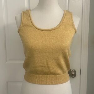 St. John Gold Metallic Shimmer Knit Top